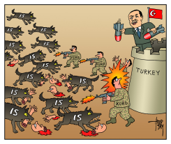 ERDOGAN BOMBING KURDS by Arend Van Dam