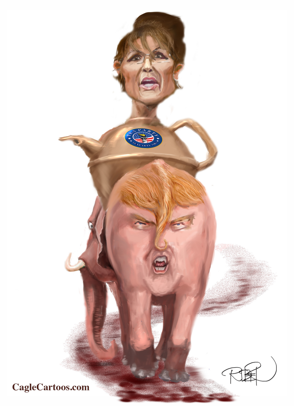  TRUMP AS ELEPHANT, PALIN AS TEAPOT by Riber Hansson