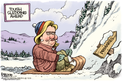 HILLARY TOUGH SLEDDING  by Rick McKee