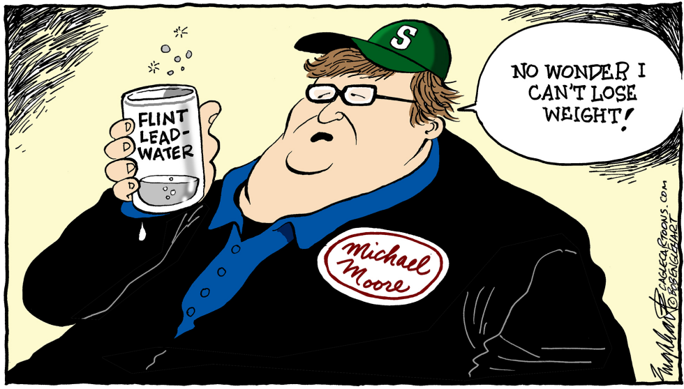  FLINT WATER AND MICHAEL MOORE by Bob Englehart