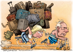 BERNIE SANDERS PULLS AHEAD OF HILLARY  by Daryl Cagle