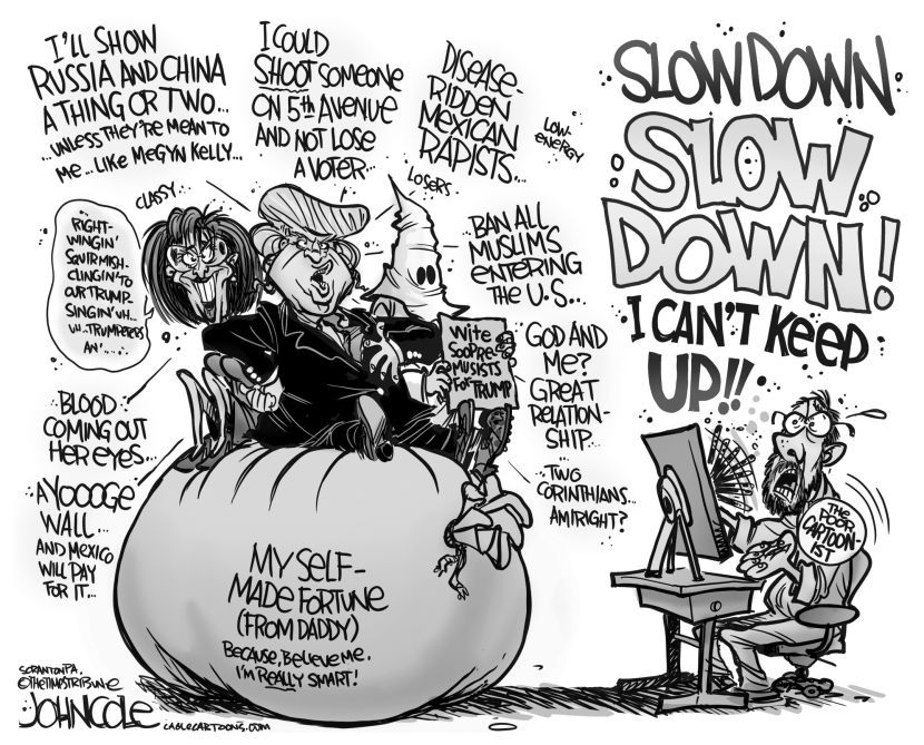 The Donald and cartoonists BW