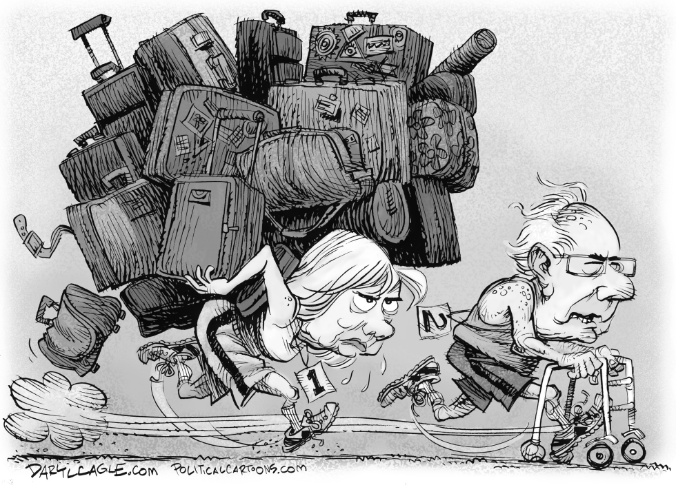  BERNIE SANDERS ADELANTE DE HILLARY by Daryl Cagle