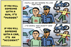 KILLING WITH CARS HORIZONTAL  by Andy Singer