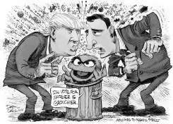 TRUMP CRUZ AND OSCAR THE GROUCH by Daryl Cagle