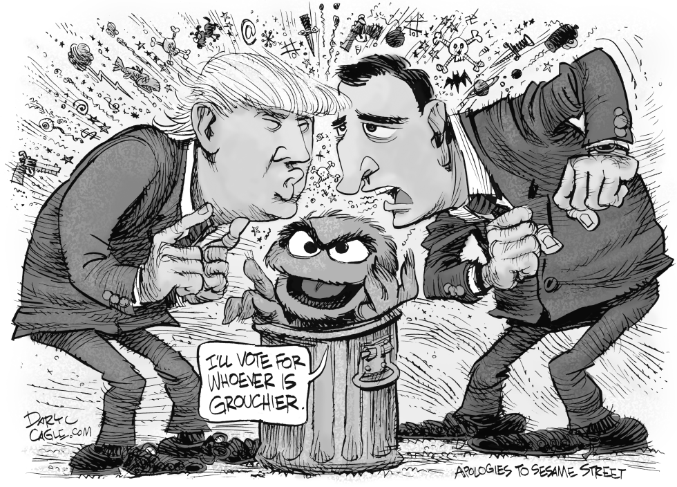 Trump Cruz and Oscar the Grouch