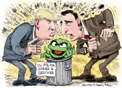 TRUMP CRUZ AND OSCAR THE GROUCH  by Daryl Cagle