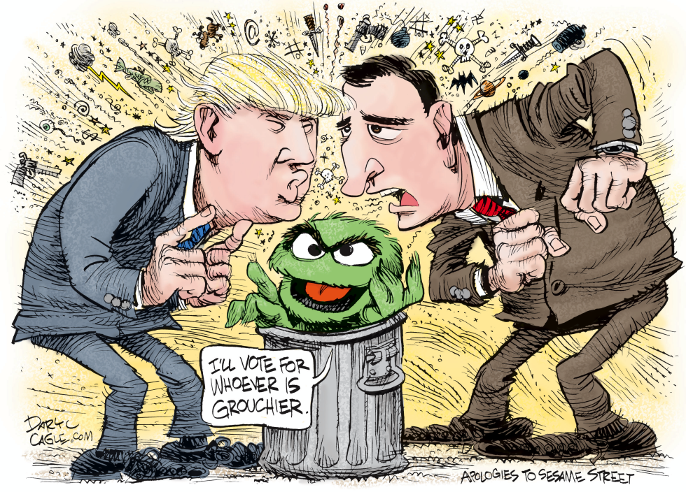 Trump Cruz and Oscar the Grouch COLOR