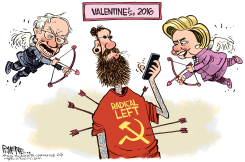 BERNIE HILLARY VALENTINES  by Rick McKee