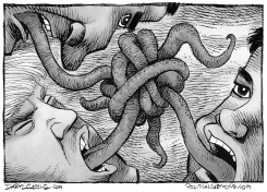 REPUBLICAN FRONTRUNNERS TONGUE-TIED by Daryl Cagle