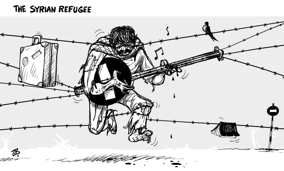 Syrian refugee BW
