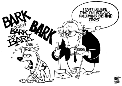 HILLARY BARKS LIKE A DOG, B/W by Randy Bish