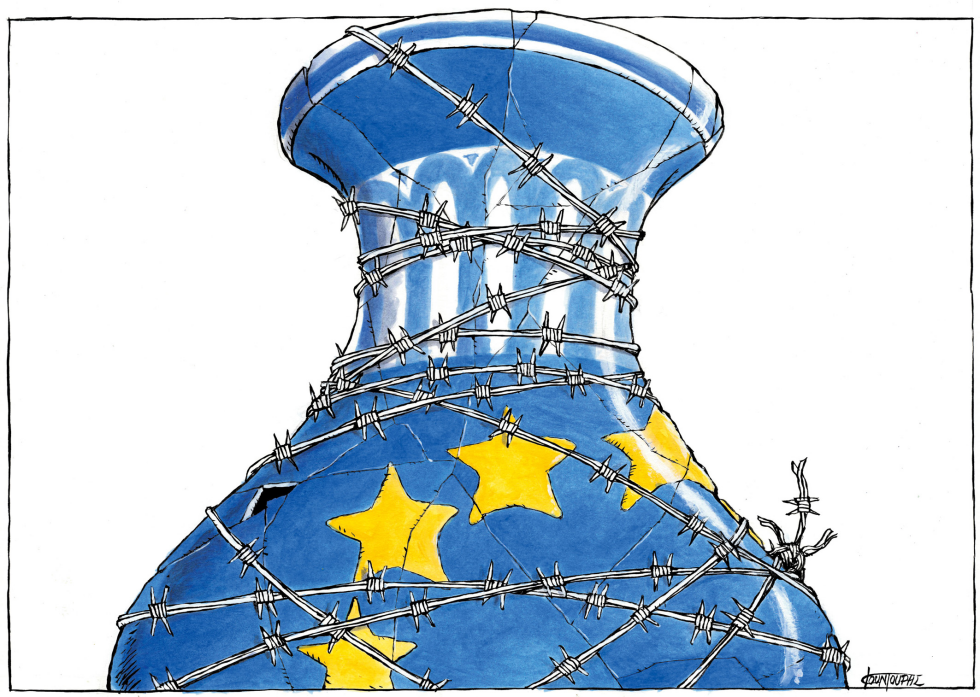 Broken EU vase