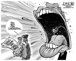 TRUMP'S MOUTH BW by John Cole