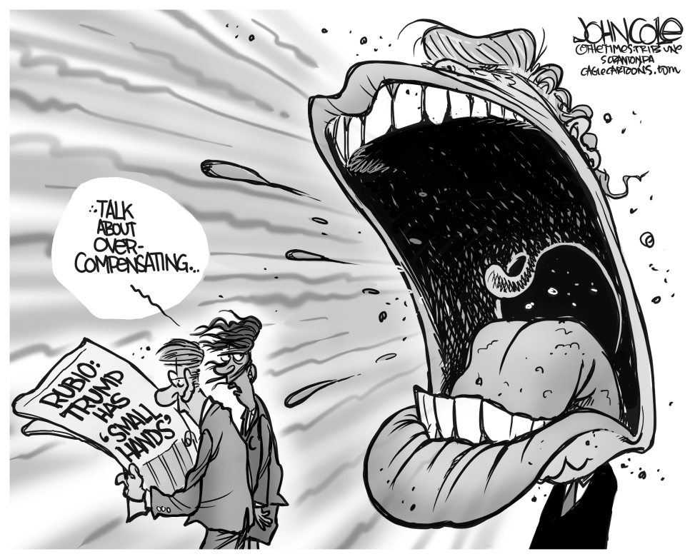 Trump's mouth BW
