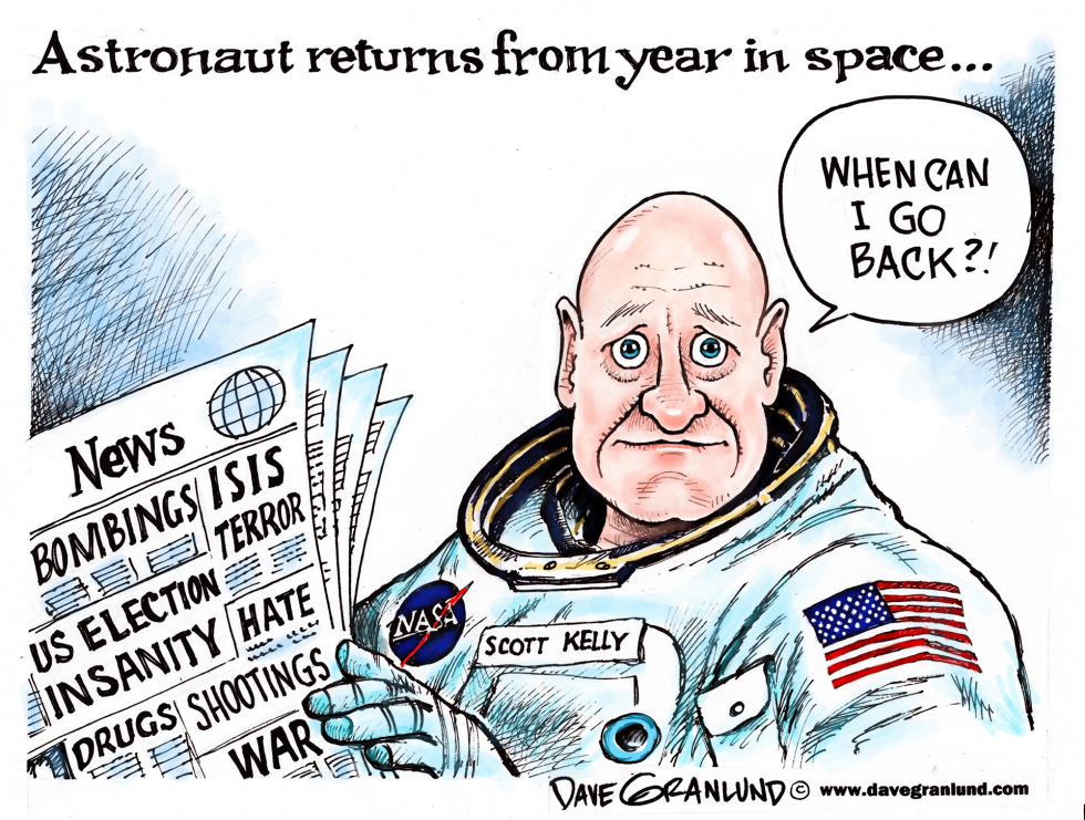  ASTRONAUT IN SPACE FOR YEAR by Dave Granlund