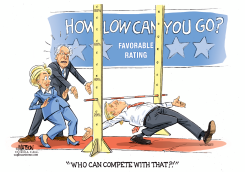 TRUMP LIMBOS PAST LOW FAVORABLE RATINGS by R.J. Matson