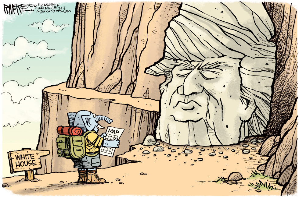  TRUMP BLOCKS PATH by Rick McKee