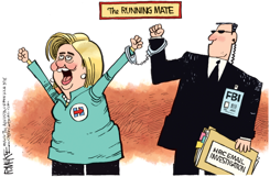 HILLARY RUNNING MATE  by Rick McKee