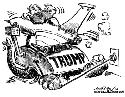 TRUMP TAKES A FLYING LEAP by Jim Day