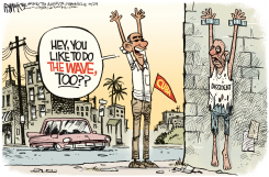 OBAMA CUBA WAVE  by Rick McKee