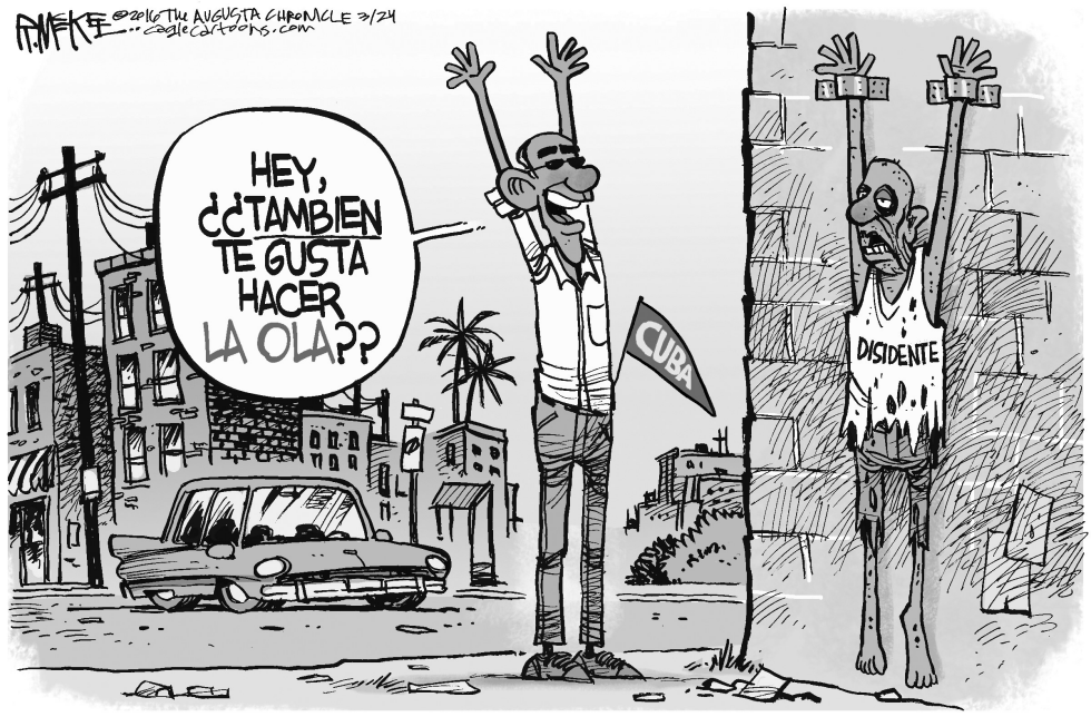  OBAMA Y LA OLA EN CUBA by Rick McKee