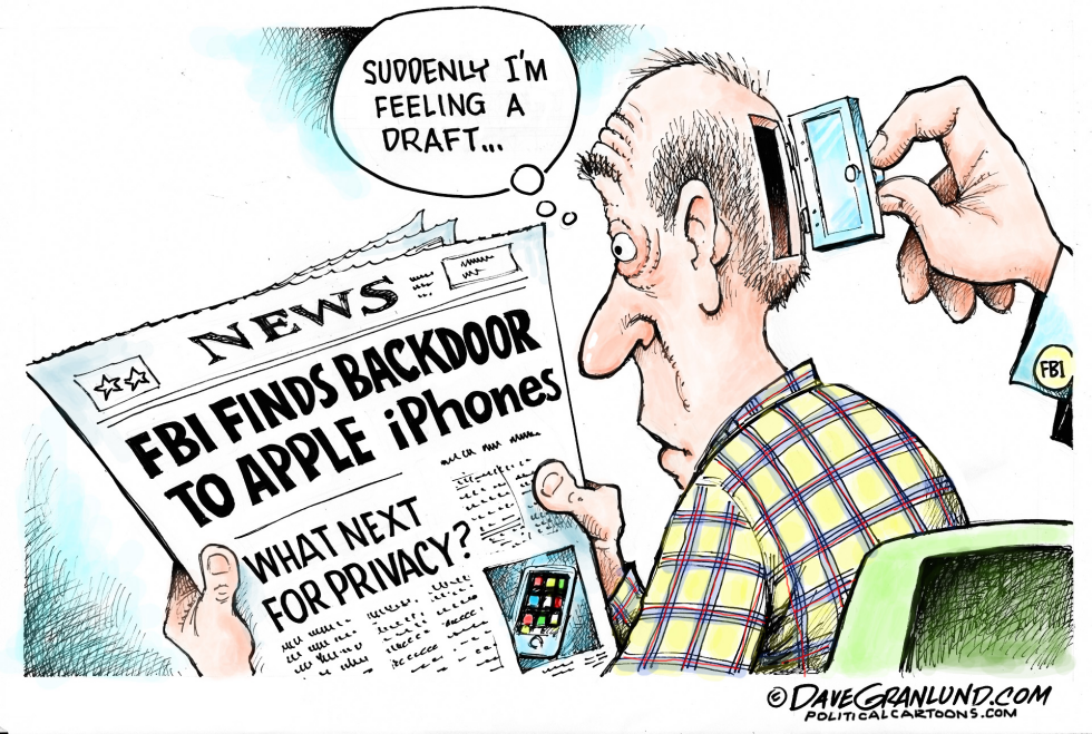  FBI OPENS APPLE IPHONE by Dave Granlund