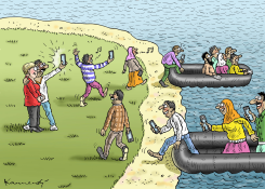 SELFIE WITH ANGELA MERKEL AT LESBOS by Marian Kamensky