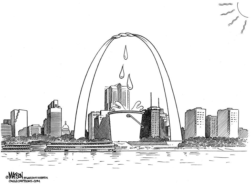 St.Louis Arch Is Wrung Out In Heat Wave