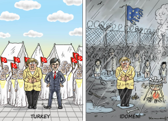 MERKEL VISITS REFUGEE CAMPS by Marian Kamensky