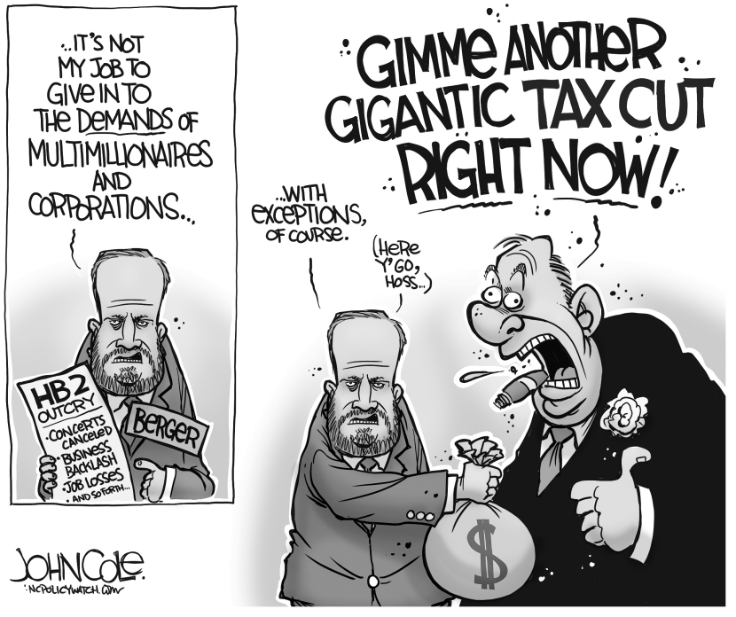 LOCAL NC -- Berger and millionaires BW