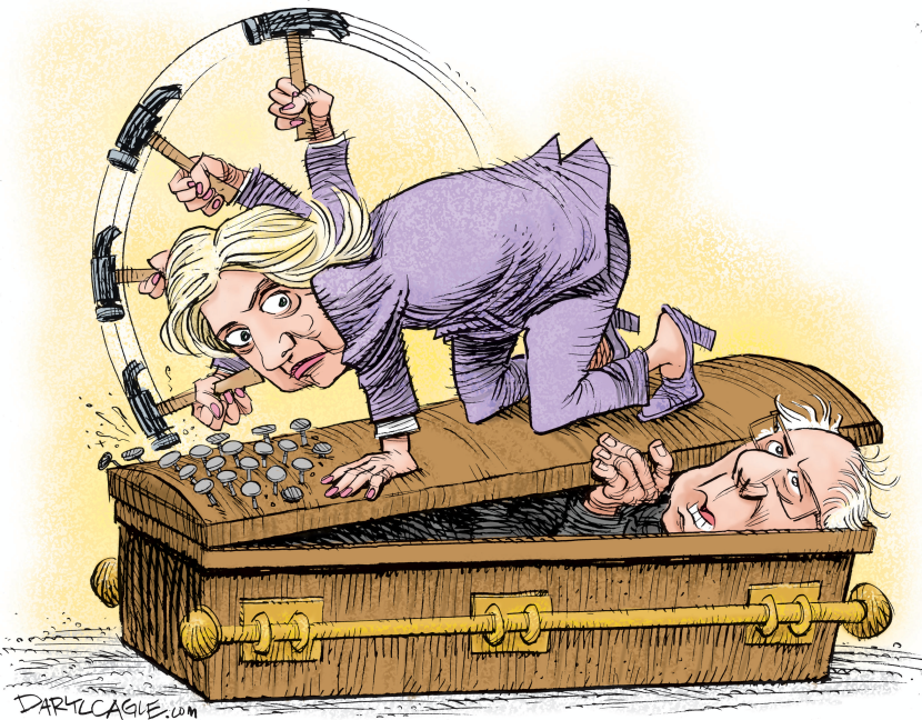 Hillary and Bernie Nails in the Coffin COLOR