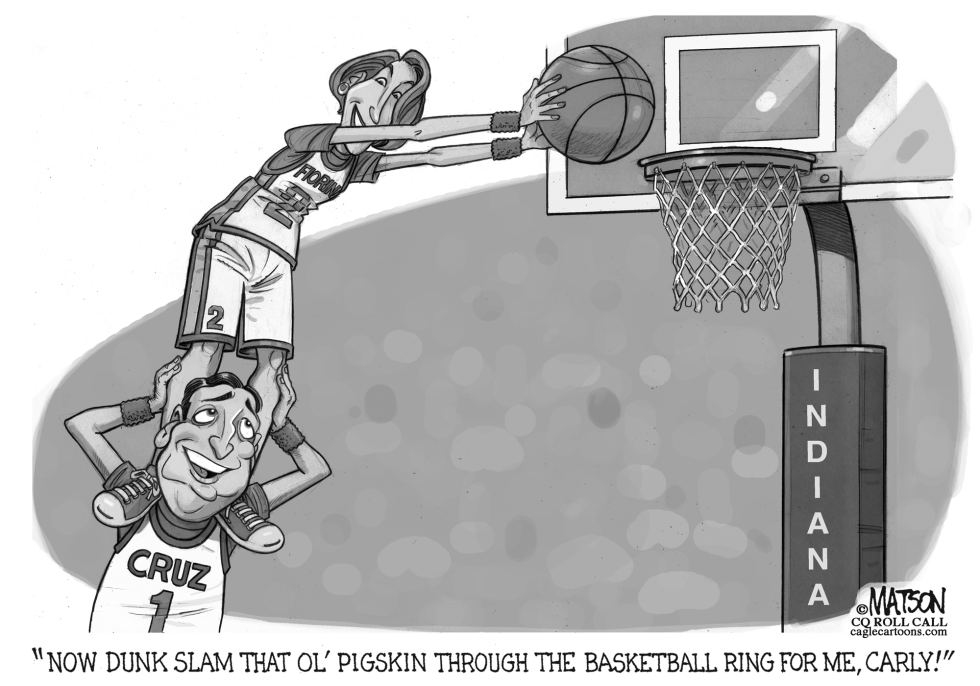  CRUZ AND FIORINA AND BASKETBALL RINGS IN INDIANA by RJ Matson