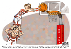CRUZ AND FIORINA AND BASKETBALL RINGS IN INDIANA by R.J. Matson