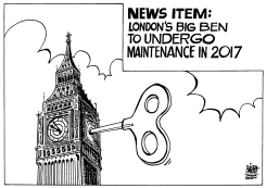 BIG BEN MAINTENANCE, B/W by Randy Bish
