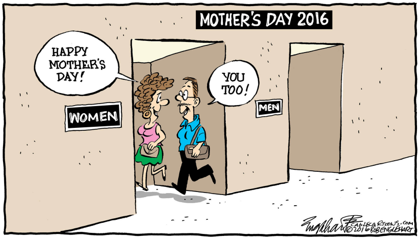 Mother's Day Mix-Up in the Restroom: A 2016 Cartoon Take