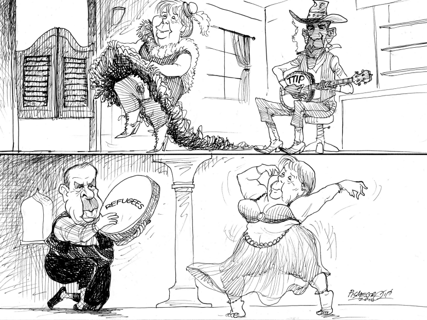 Dancing Angela Merkel, Barack Obama, Recep Erdogan
