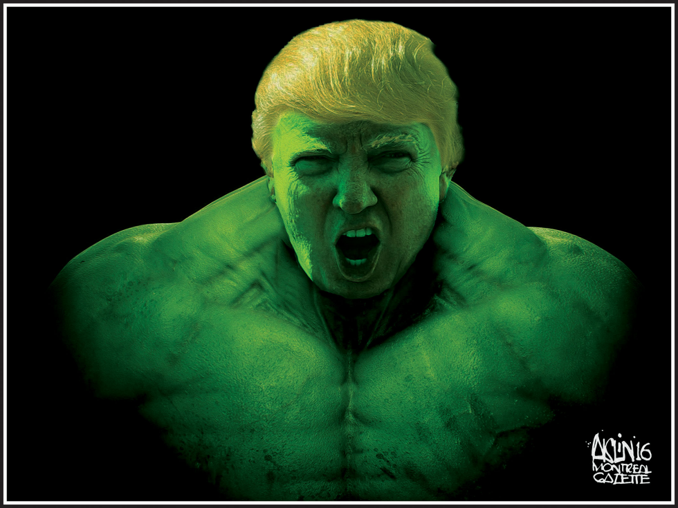 Donal Trump as the angry Incredible Hulk