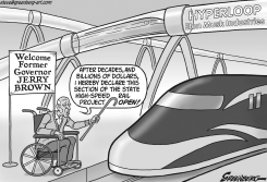 CALIF BULLET TRAIN AND HYPERLOOP BW by Steve Greenberg