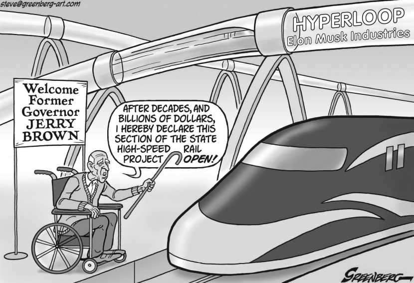 CALIF Bullet train and Hyperloop bw