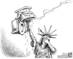 BATHROOM BILLS by Adam Zyglis