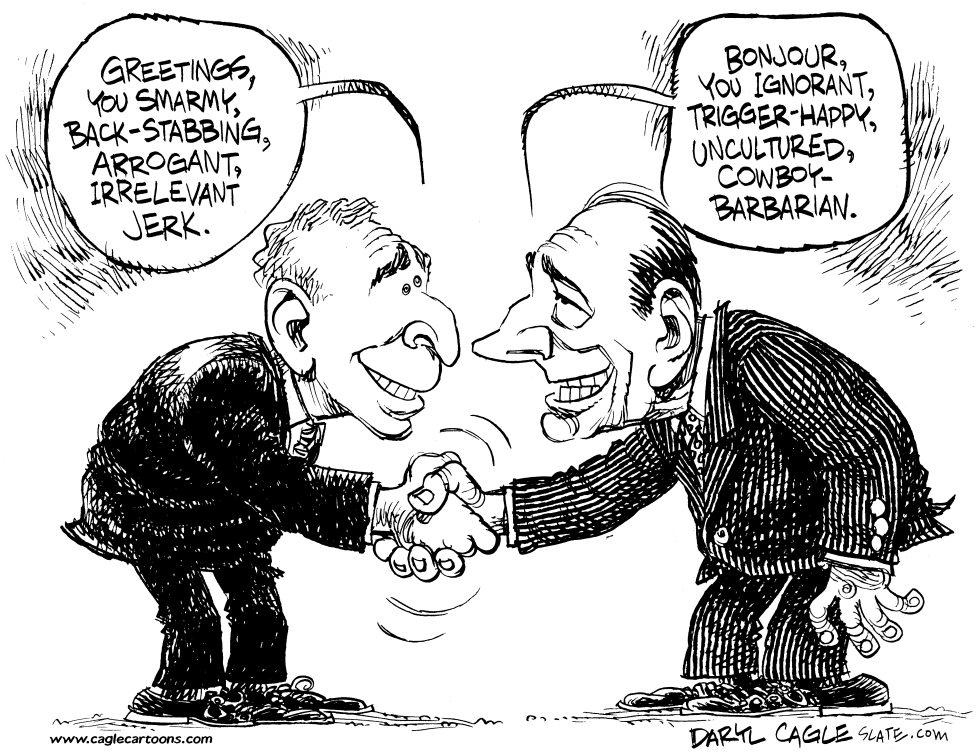  BUSH MEETS CHIRAC by Daryl Cagle