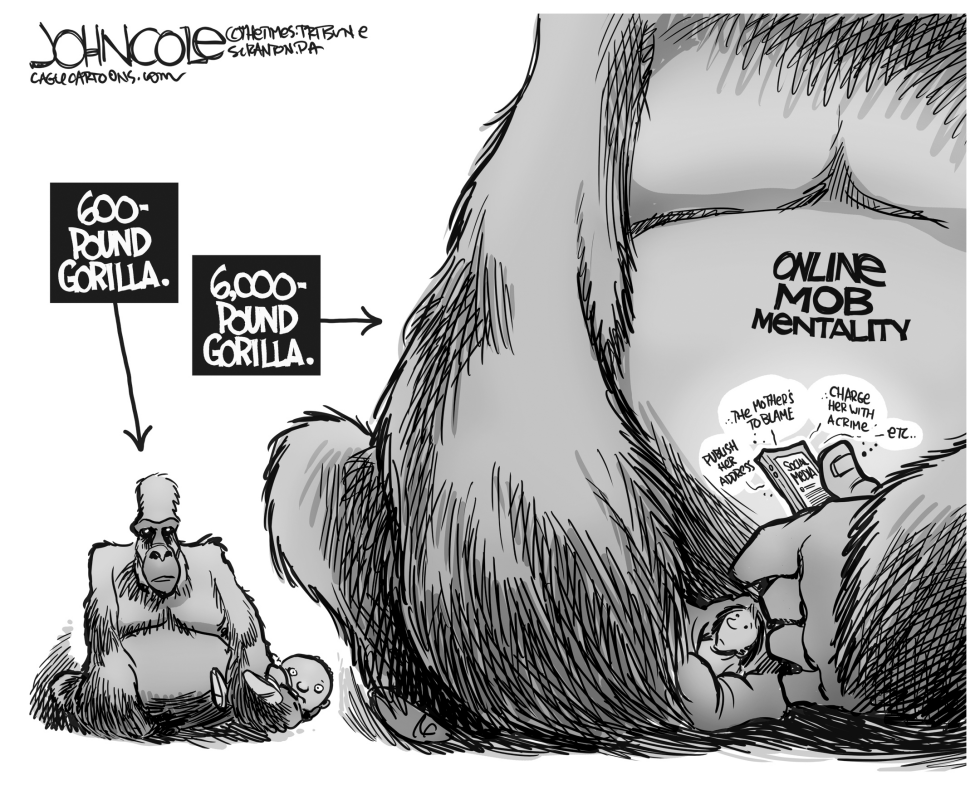 Social media mob mentality BW