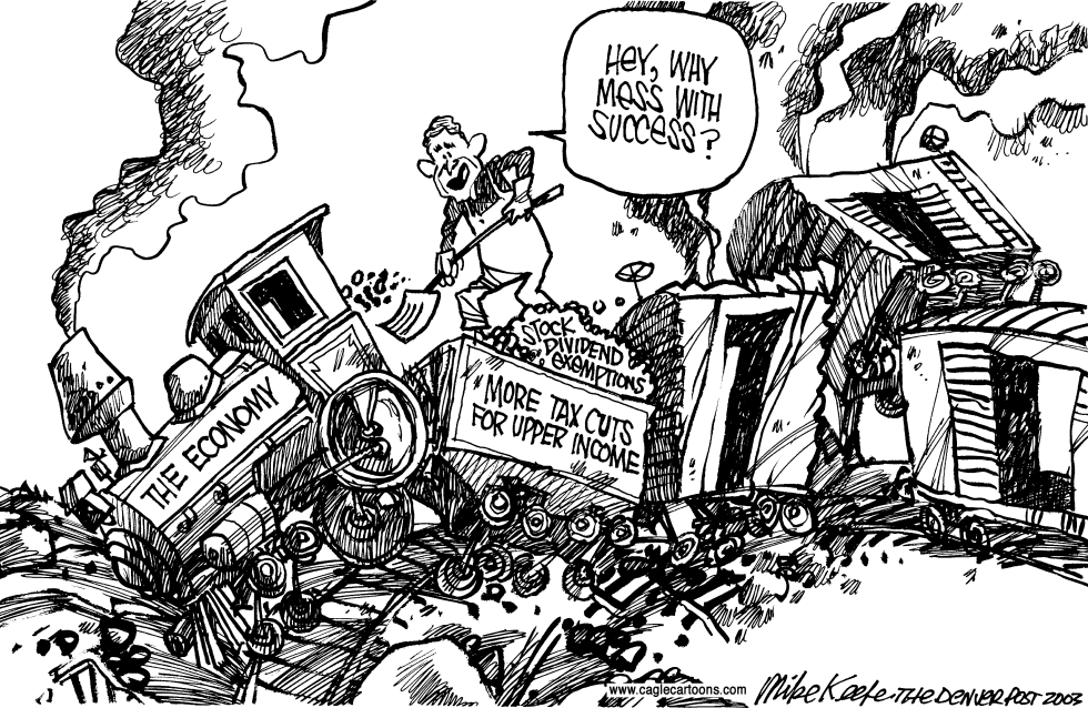  TRAIN WRECK STIMULUS by Mike Keefe