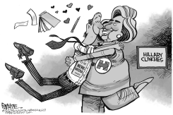 HILLARY CLINCHES by Rick McKee