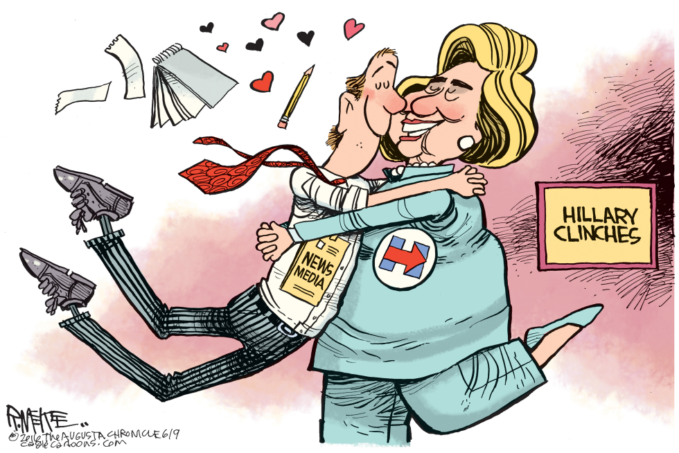  HILLARY CLINCHES by Rick McKee