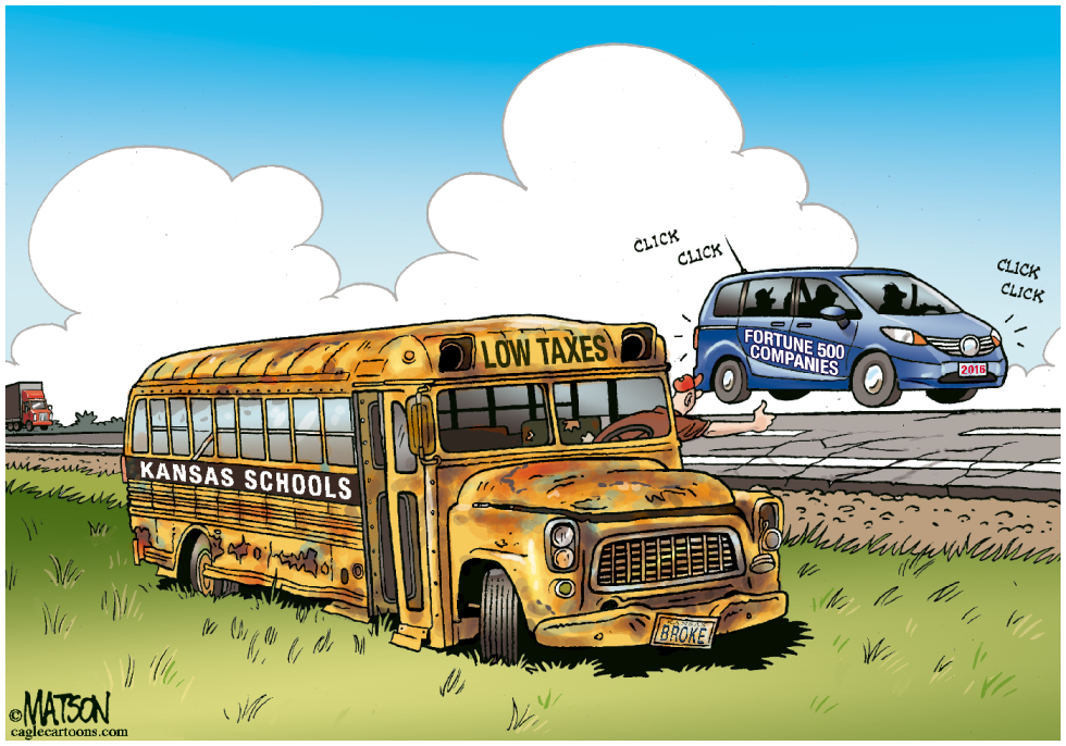 Underfunded Public Schools in Low Tax Kansas Scare Off Business-COLOR