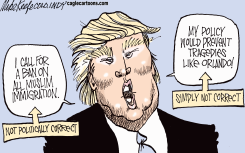 TRUMP ON MUSLIMS  by Mike Keefe