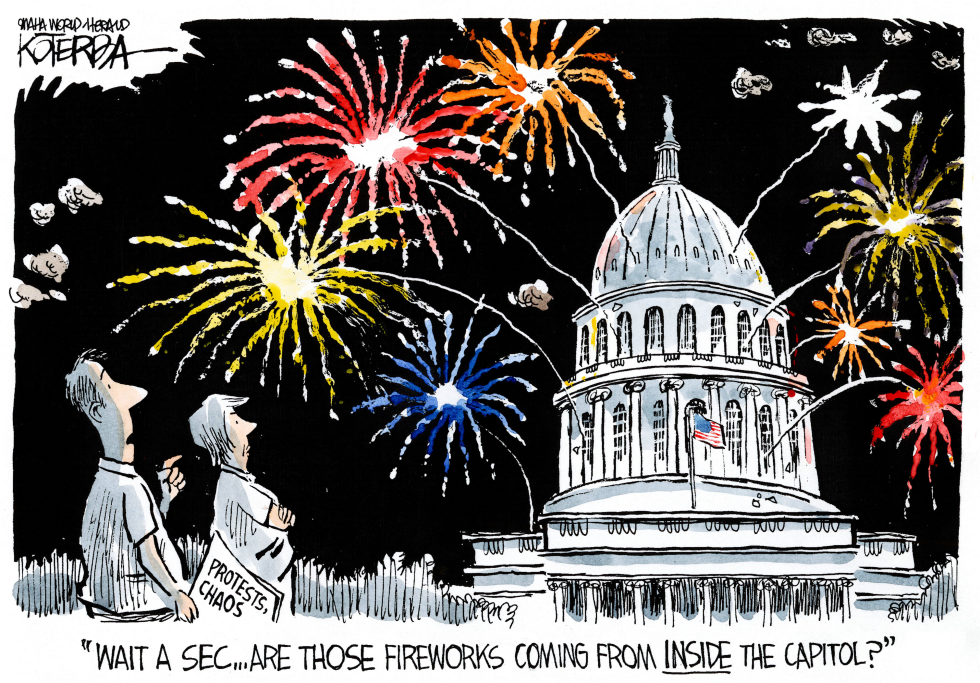  FIREWORKS INSIDE THE CAPITOL by Jeff Koterba