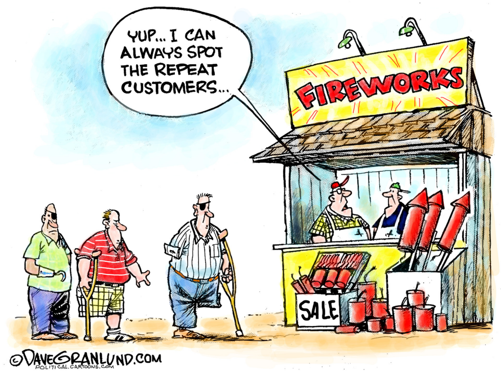  FIREWORKS AND INJURIES by Dave Granlund